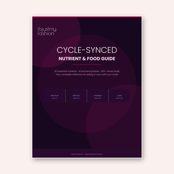 Cycle Syncing Nutrient & Food Guide cover — 20 nutrients across 4 hormonal phases